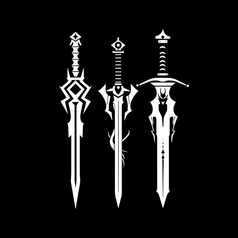 Iconic weapons black and white vector