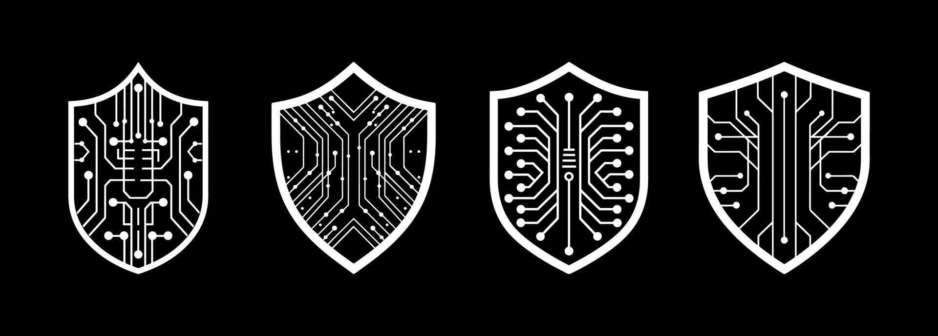 Shield with Digital Circuitry vector