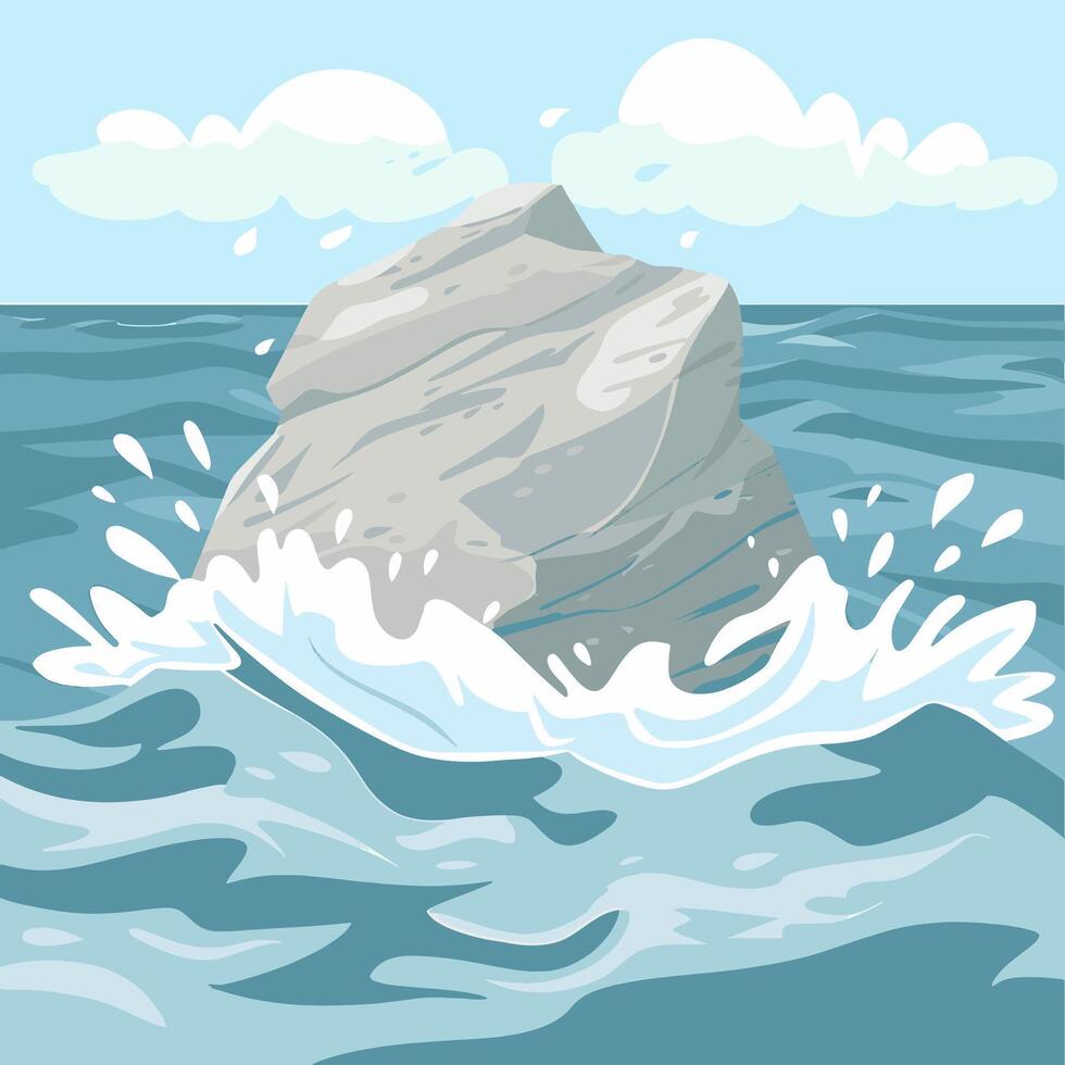 Rock in the sea, illustration vector