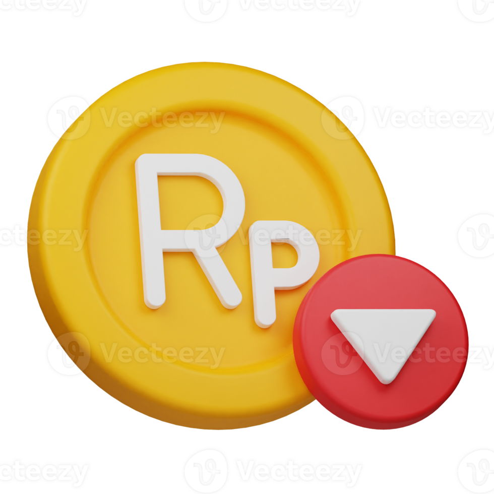 rupiah coin down 3d icon png