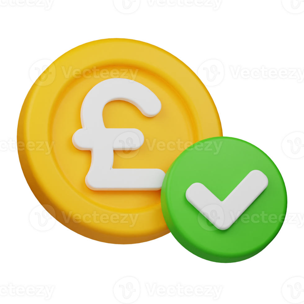 approve poundsterling coin 3d icon png