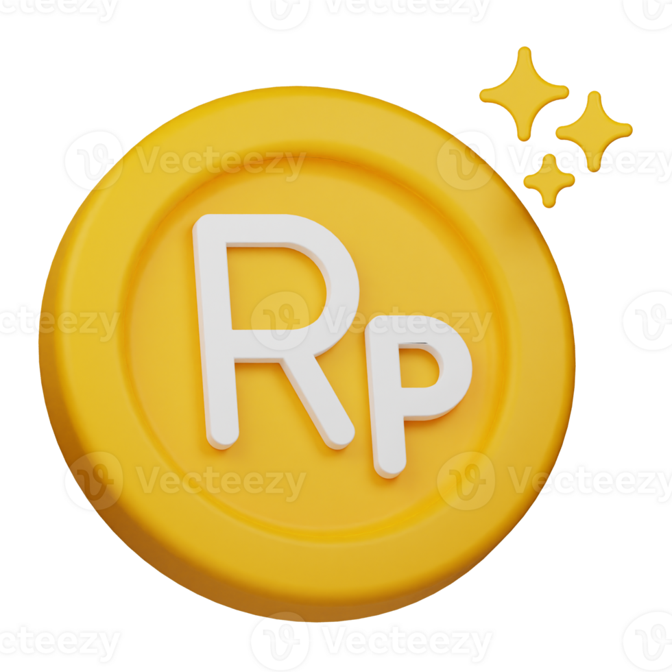 shiny rupiah coin 3d icon png