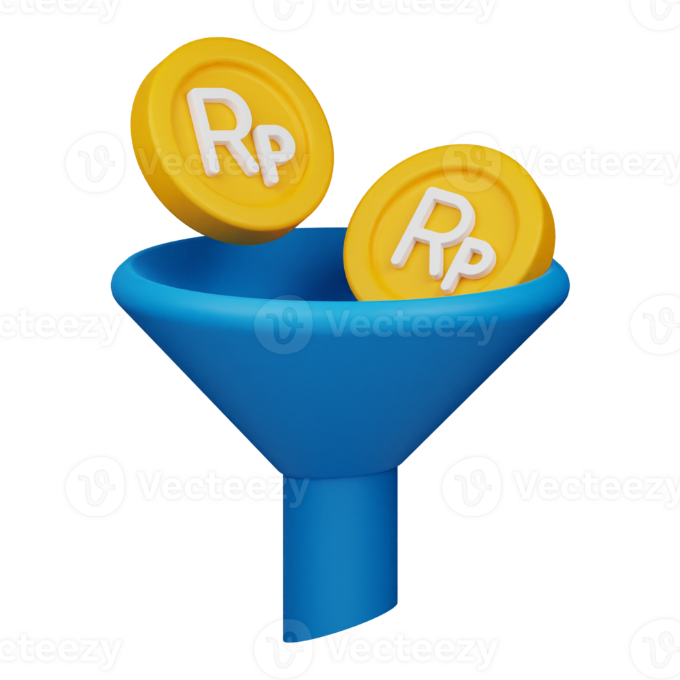 rupiah coin funnel 3d icon png