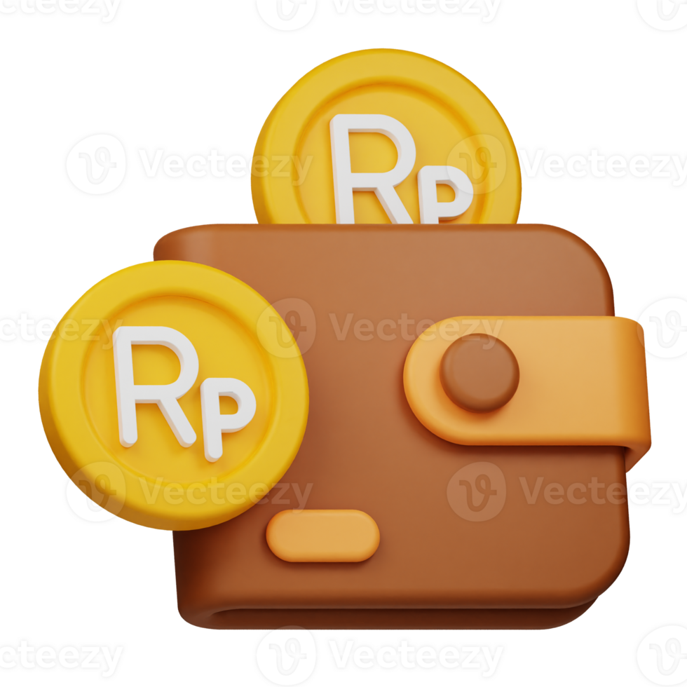wallet and rupiah coin 3d icon png