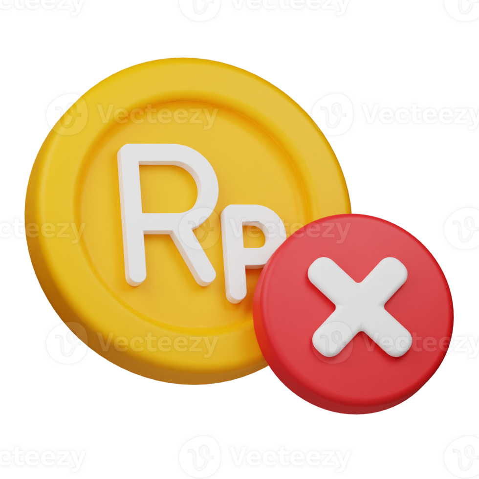 reject rupiah coin 3d icon png