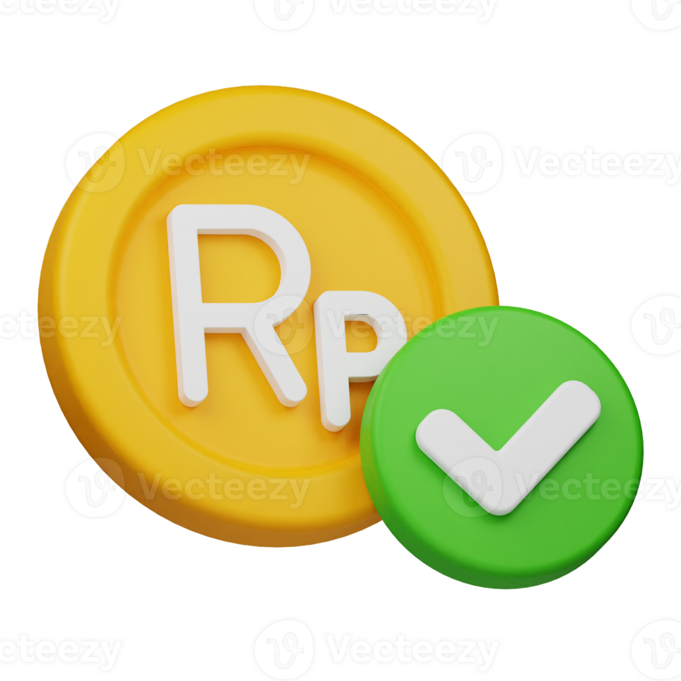approve rupiah coin 3d icon png