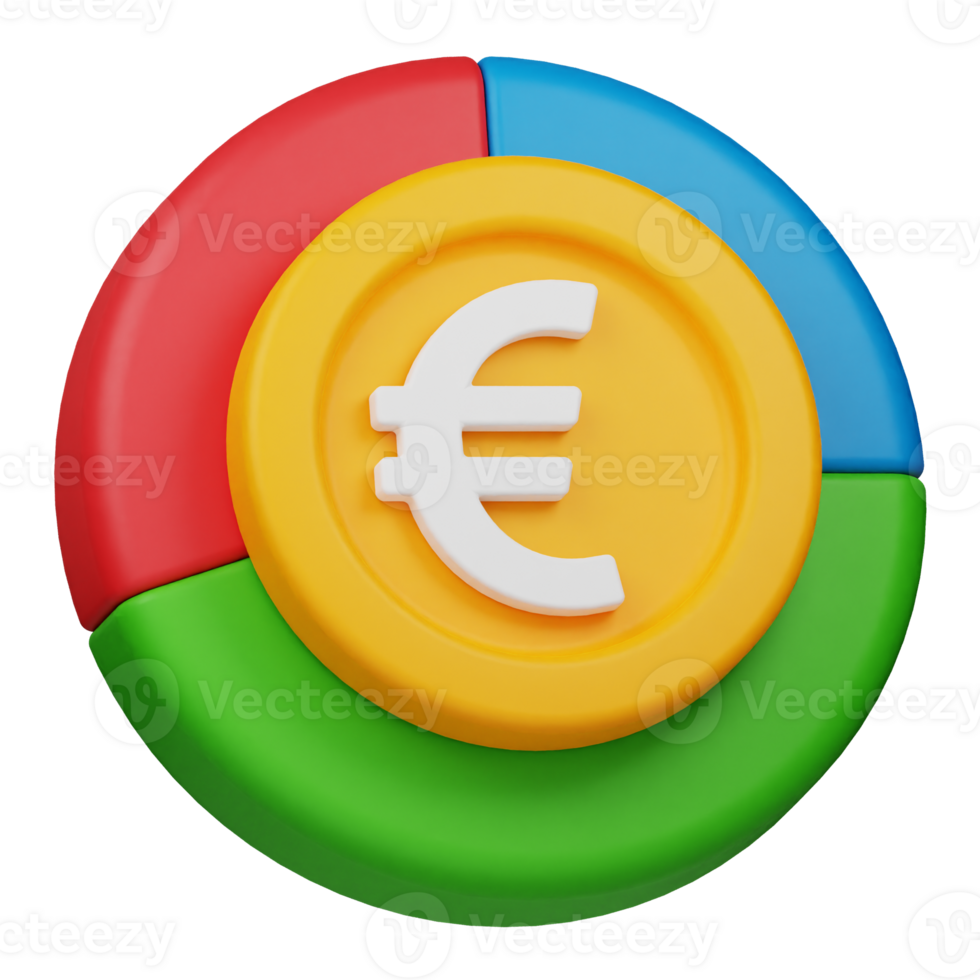euro coin chart 3d icon png