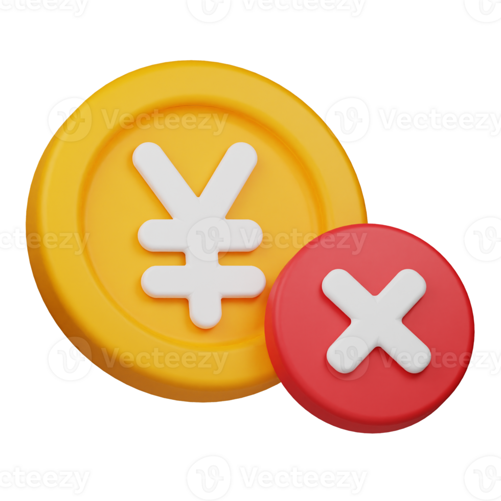 reject yen coin 3d icon png