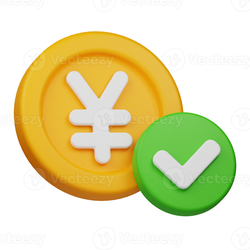approve yen coin 3d icon png