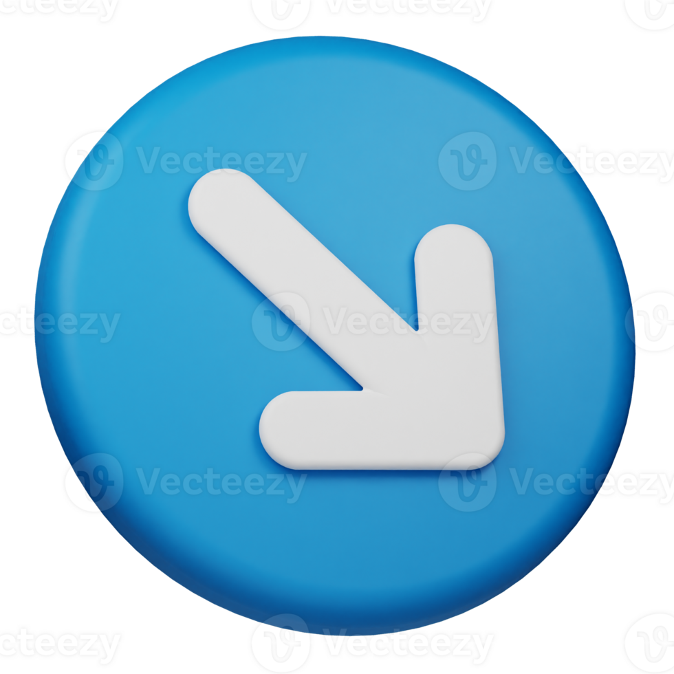 arrow down right 3d icon png