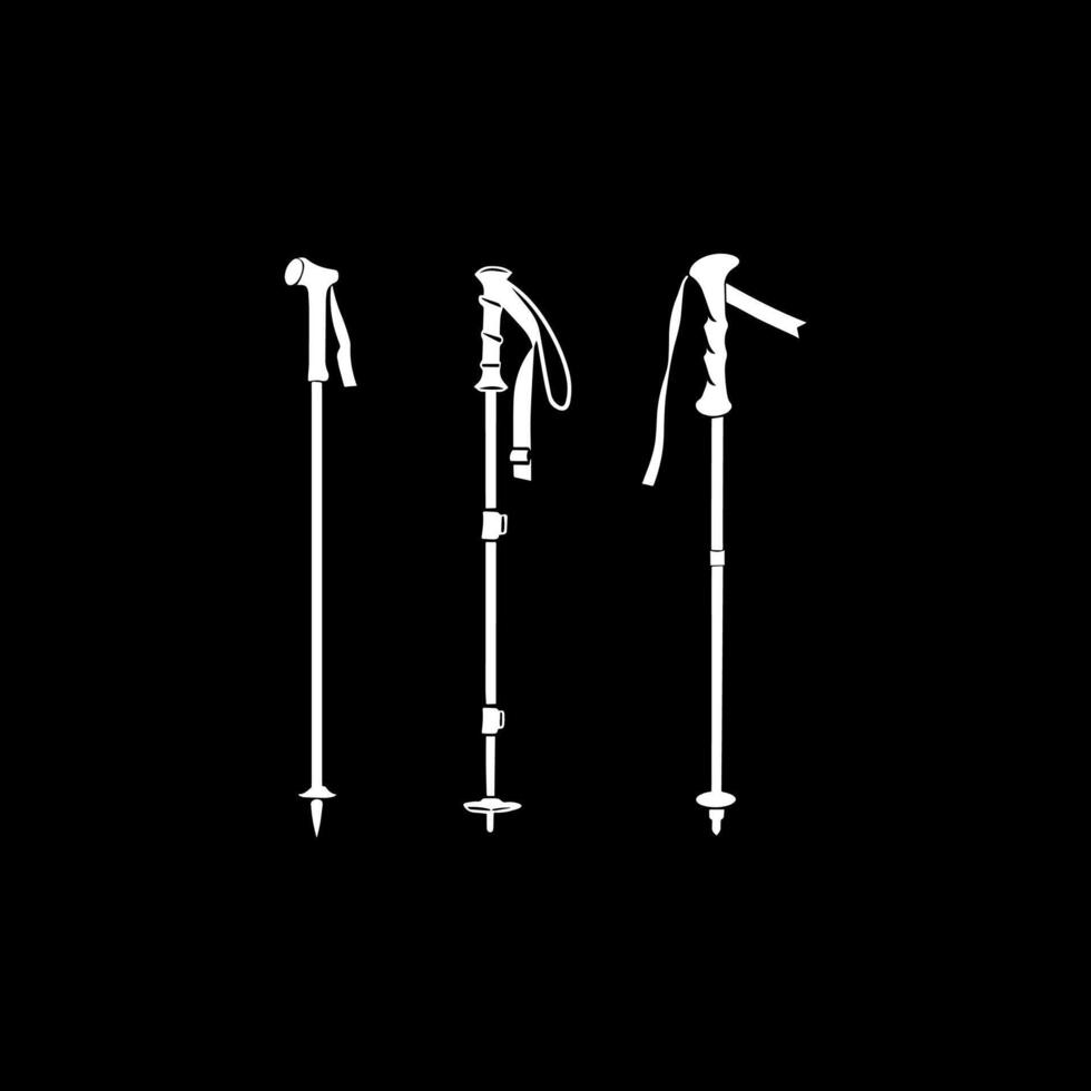 Hiking Stick icon black and white vector