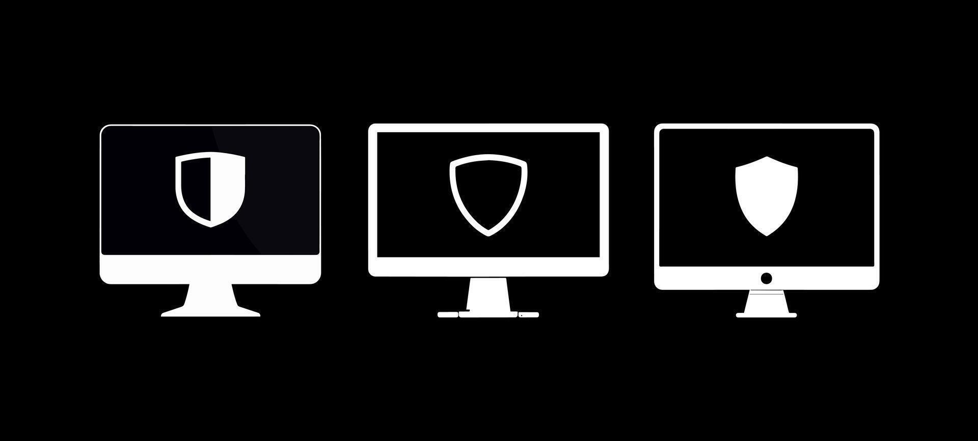 Computer Monitor with a Shield vector
