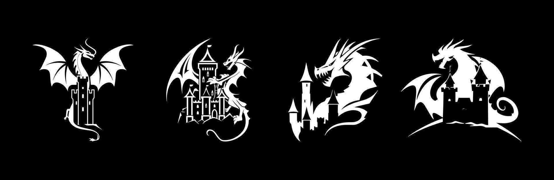 logo of a dragon and castle vector