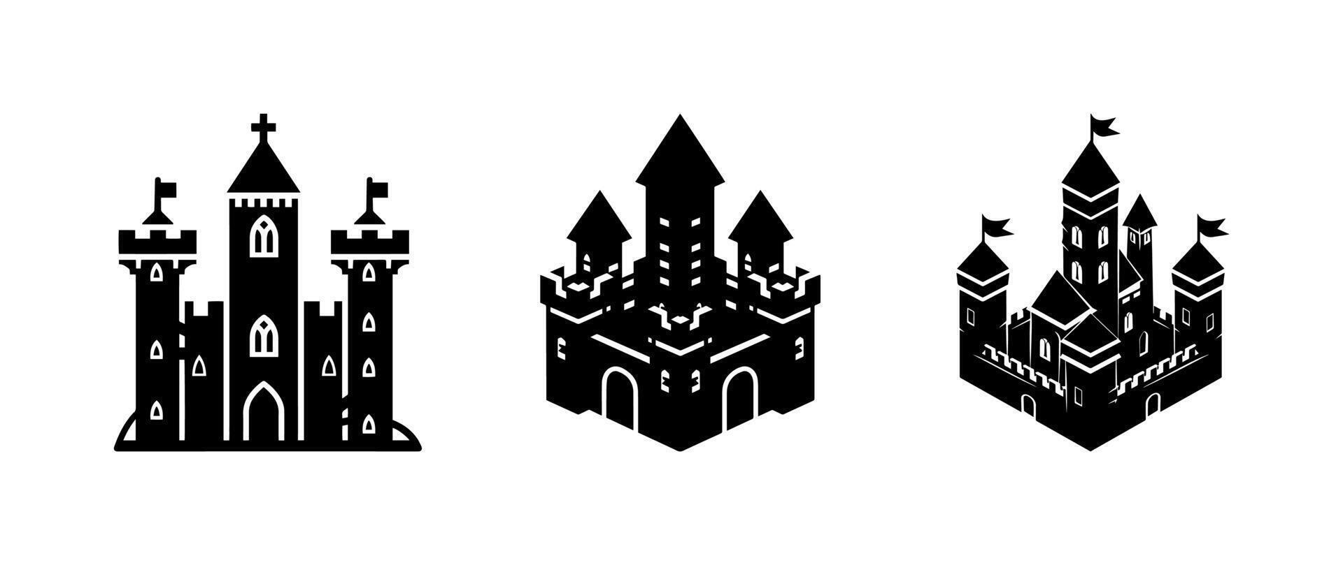 simple black medieval castle vector