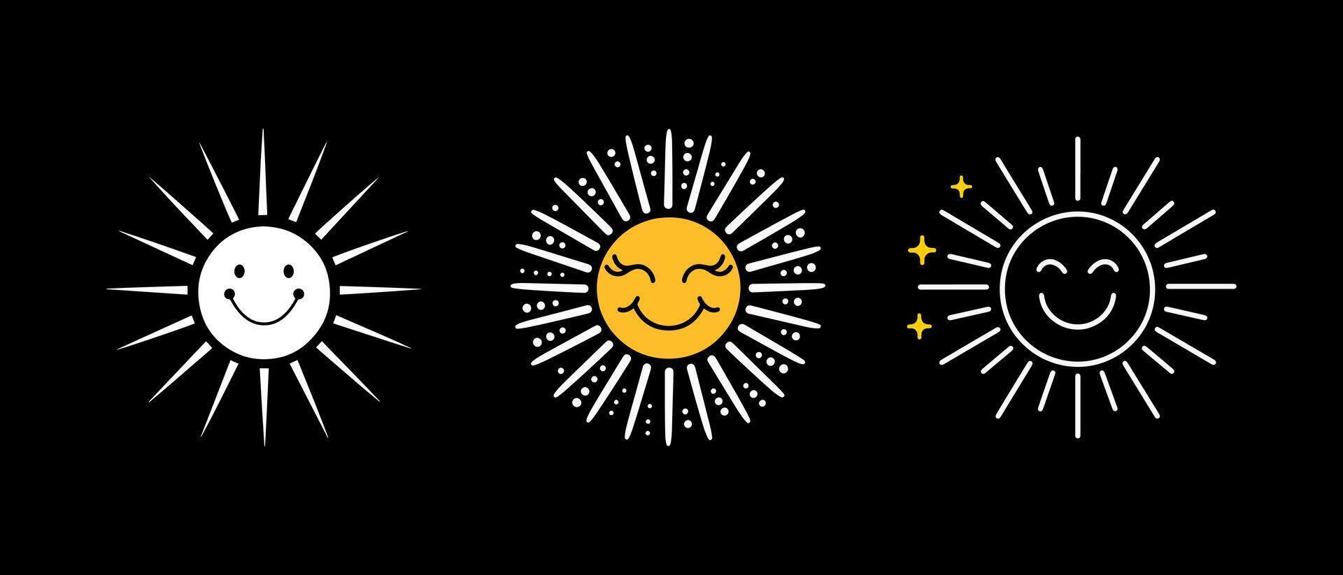 cheerful sun with a smiley face vector