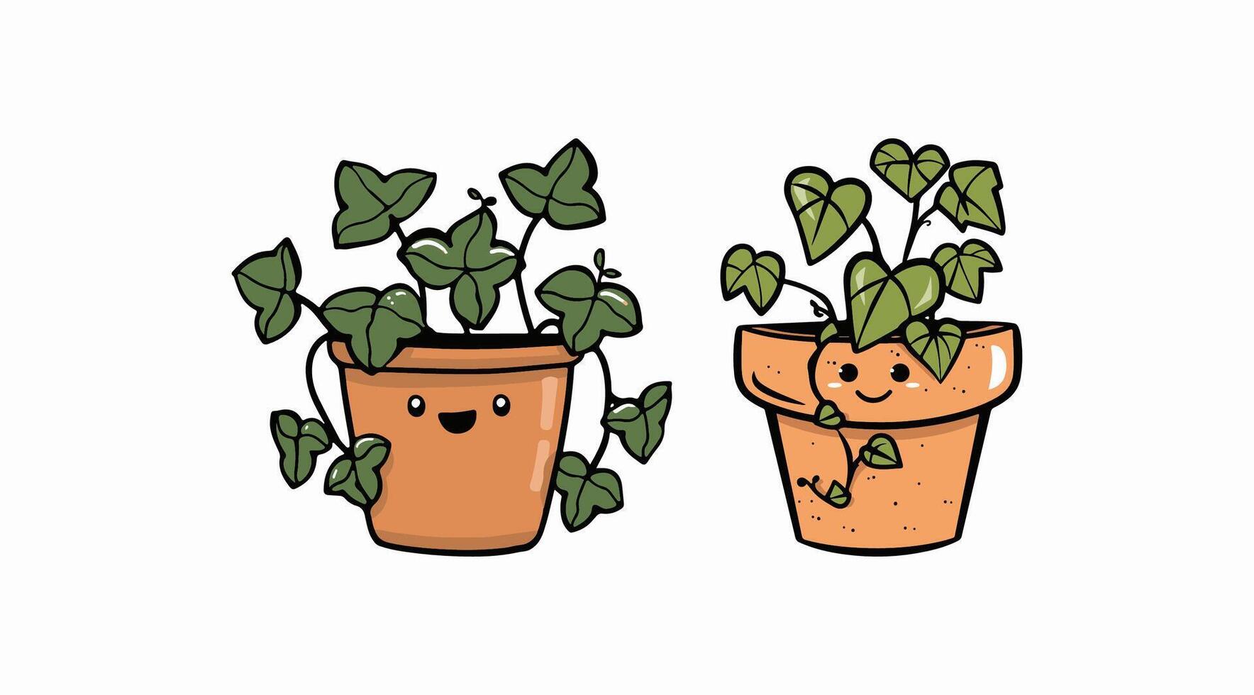 ivy plant crawling out of a terra cotta pot vector