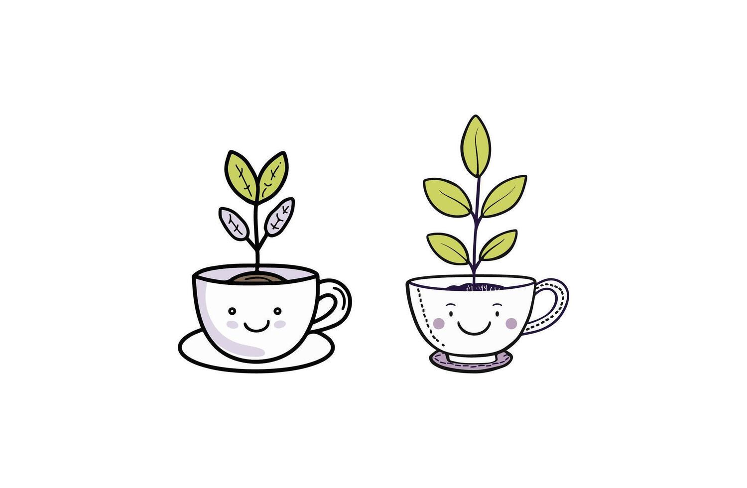 lavender sprout in a teacup vector