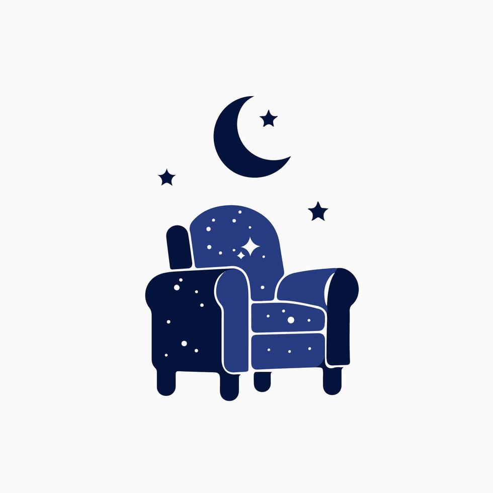 logo armchair with stars and moon vector