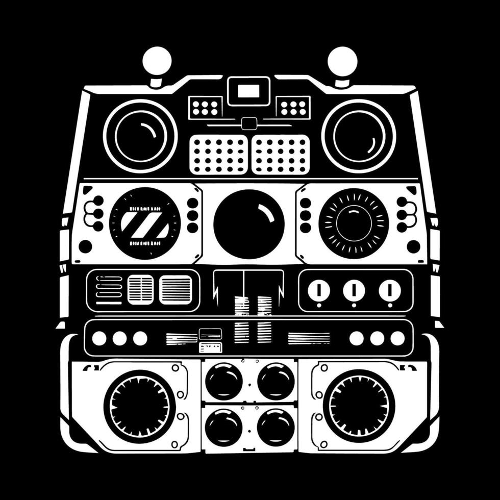 Control Panel with Buttons and Levers vector