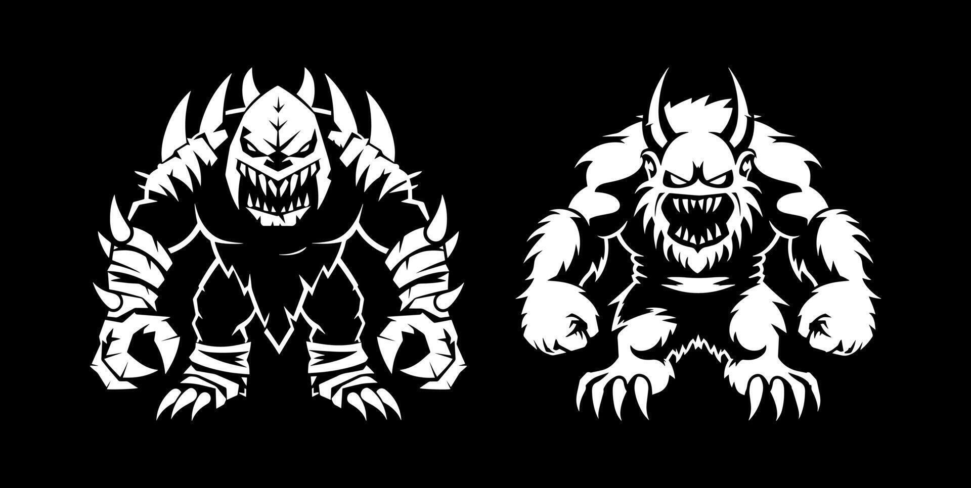 monster character black and white vector