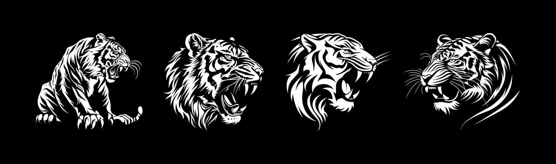 tiger with bold stripes aggressive posture vector