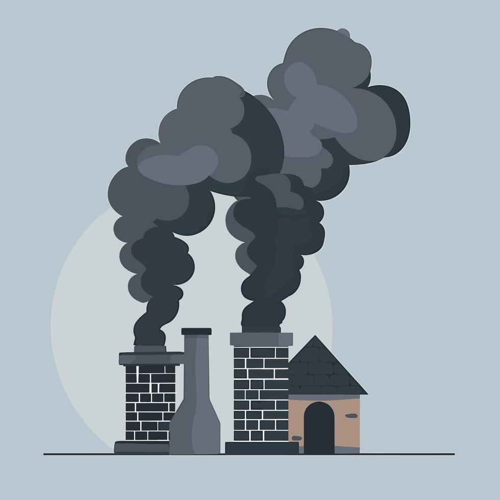 Chimneys emitting black smoke vector