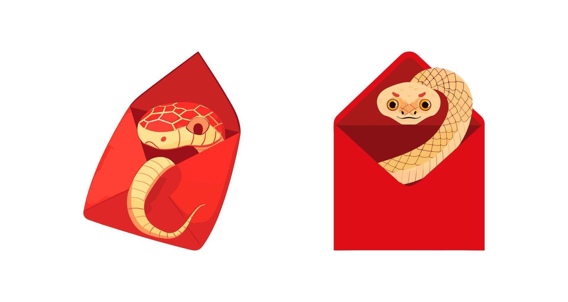 snake peeking out of a red envelope vector