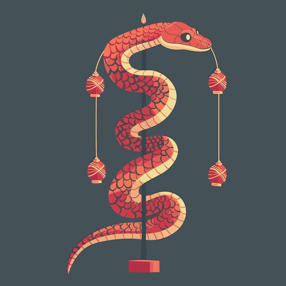 A snake wrapped around a string of firecrackers vector