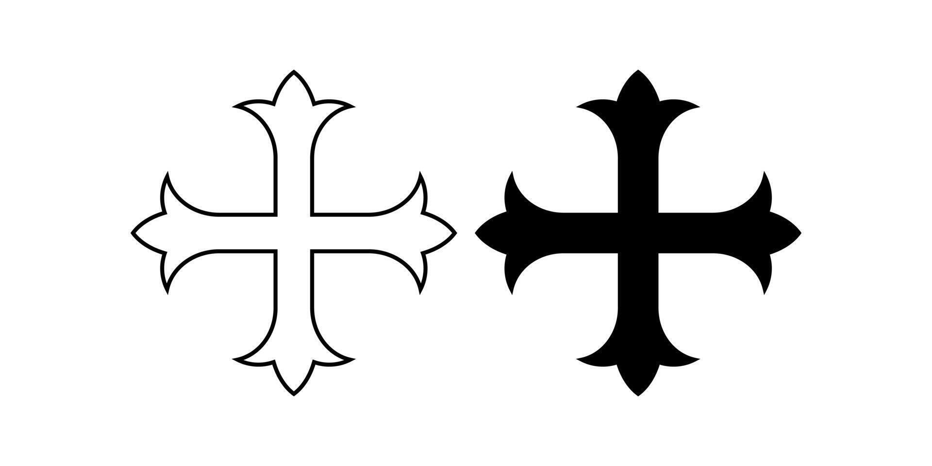 Cross fleury sign set isolated on white background vector