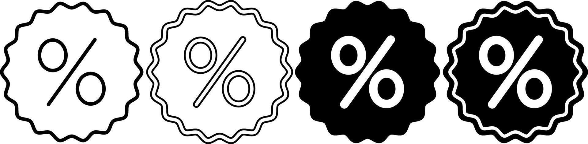 outline silhouette percentage icon set vector