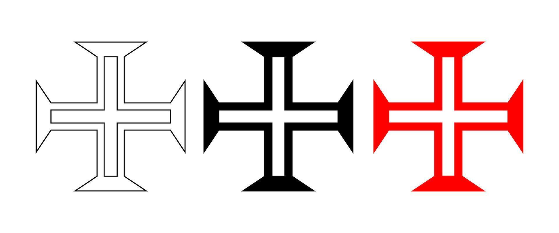 Order of Christ Cross or Portuguese Cross symbol set isolated on white background vector