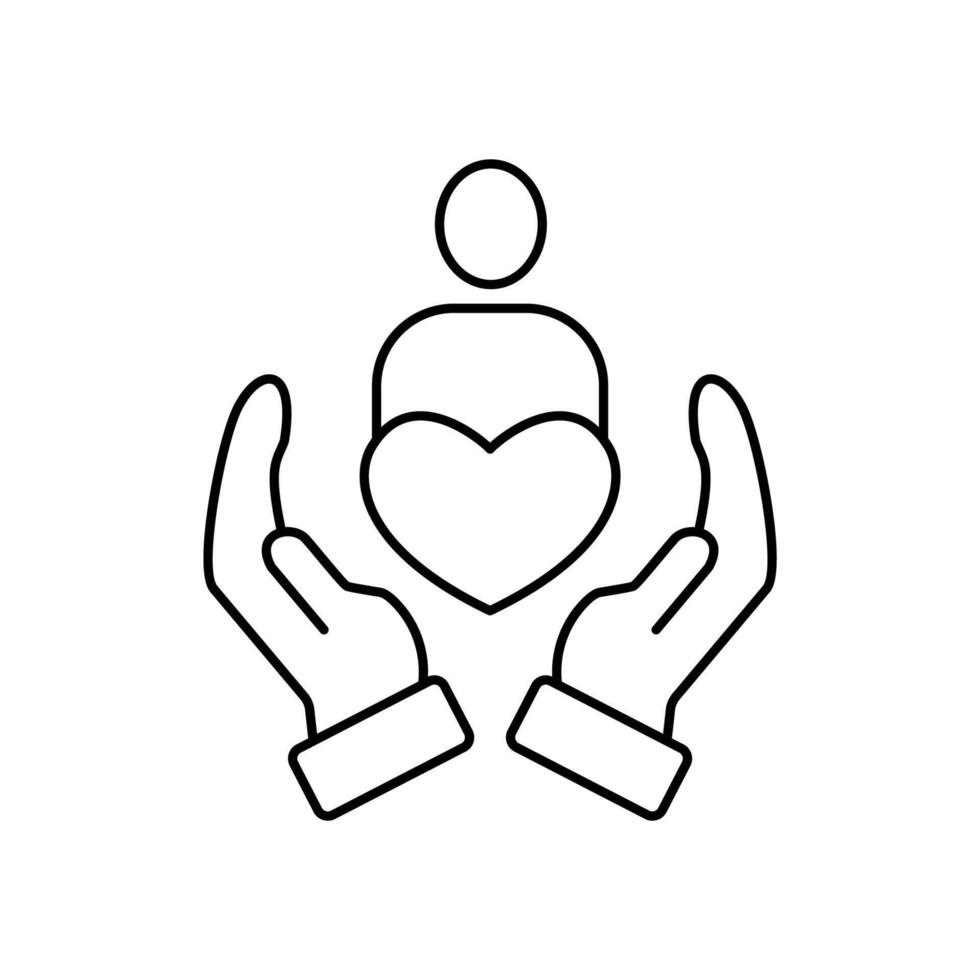 caring concept line icon. Simple element illustration.caring concept outline symbol design. vector