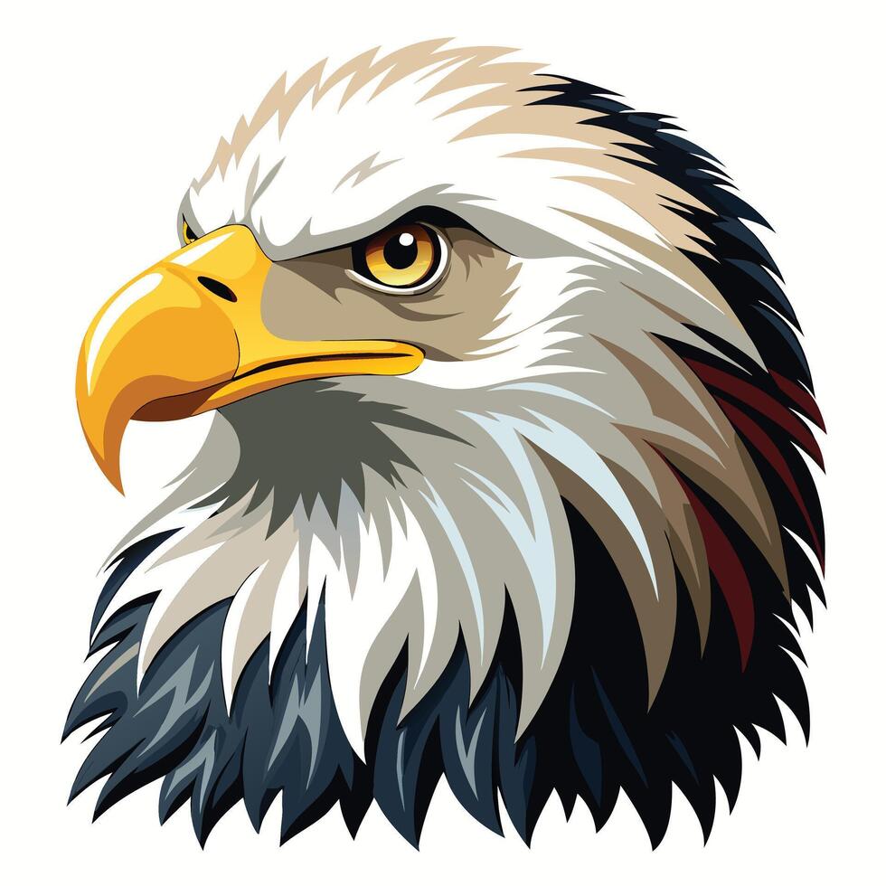 an eagle head with a long beak and a yellow beak vector