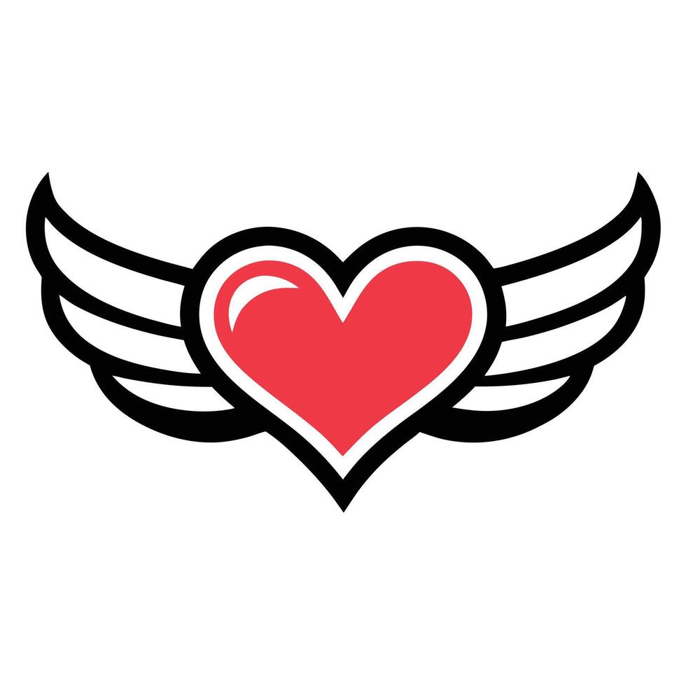 heart with wings icon illustration vector