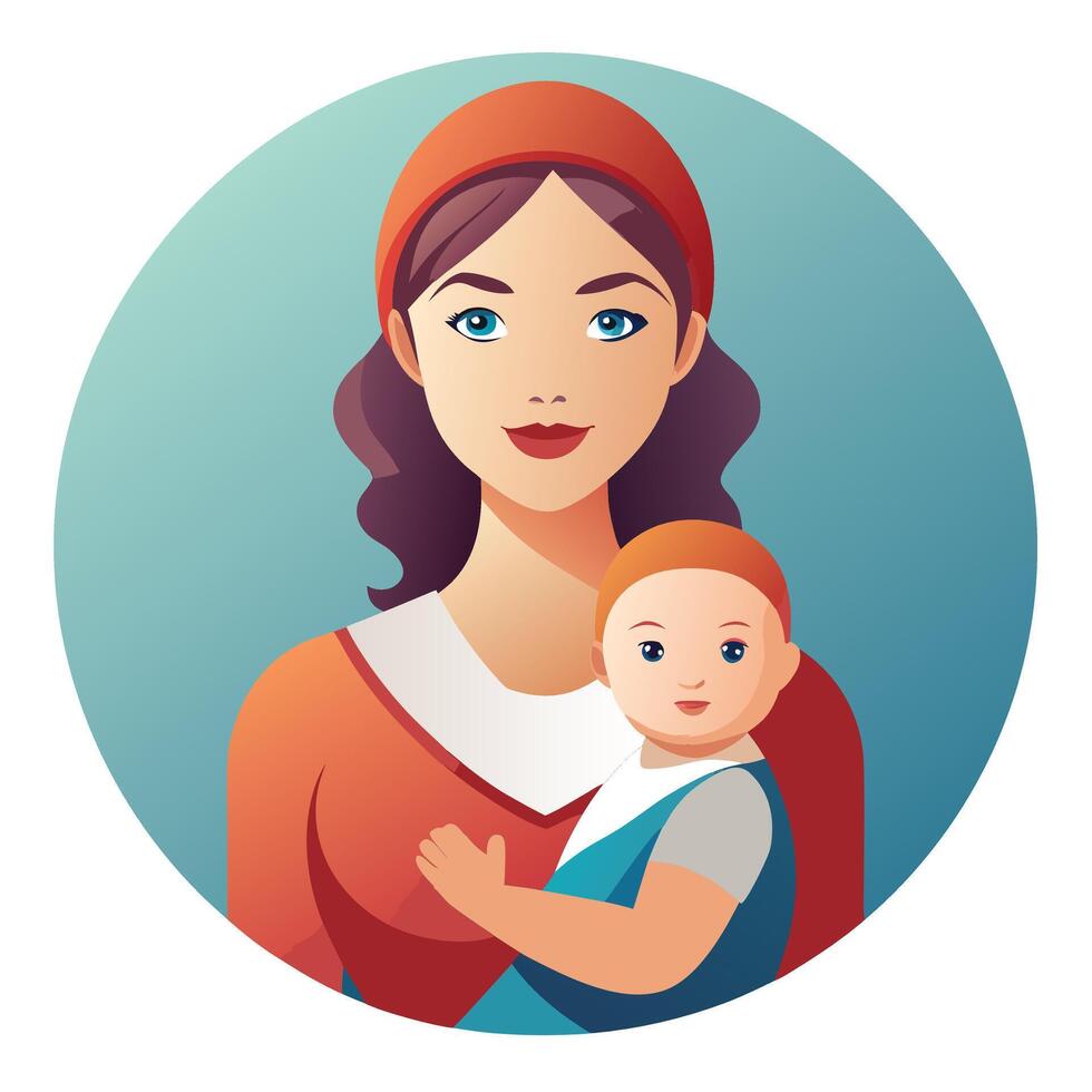mother and child illustration vector