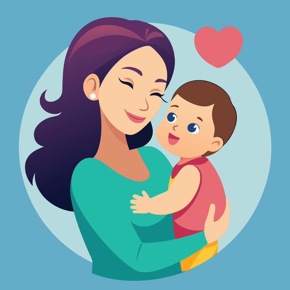 mother and child illustration vector