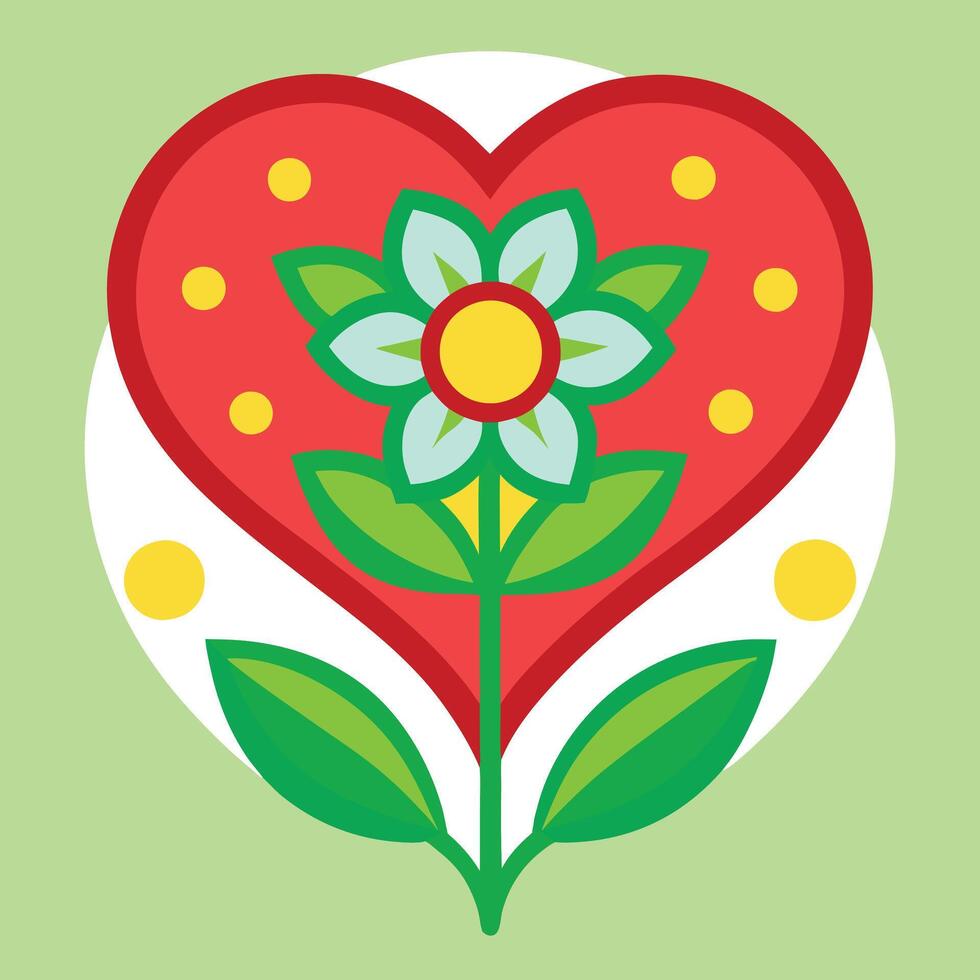 heart and flower icon. vector