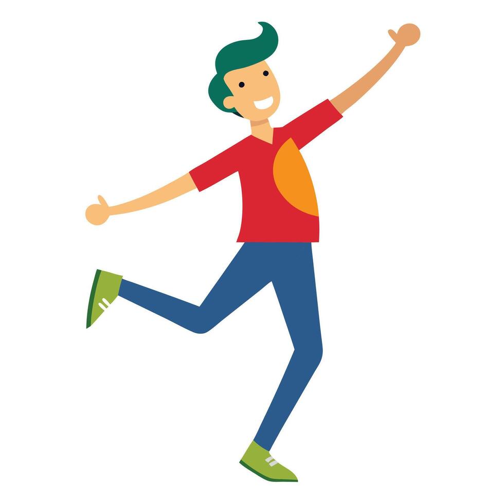 happy man jumping with arms up in the air vector