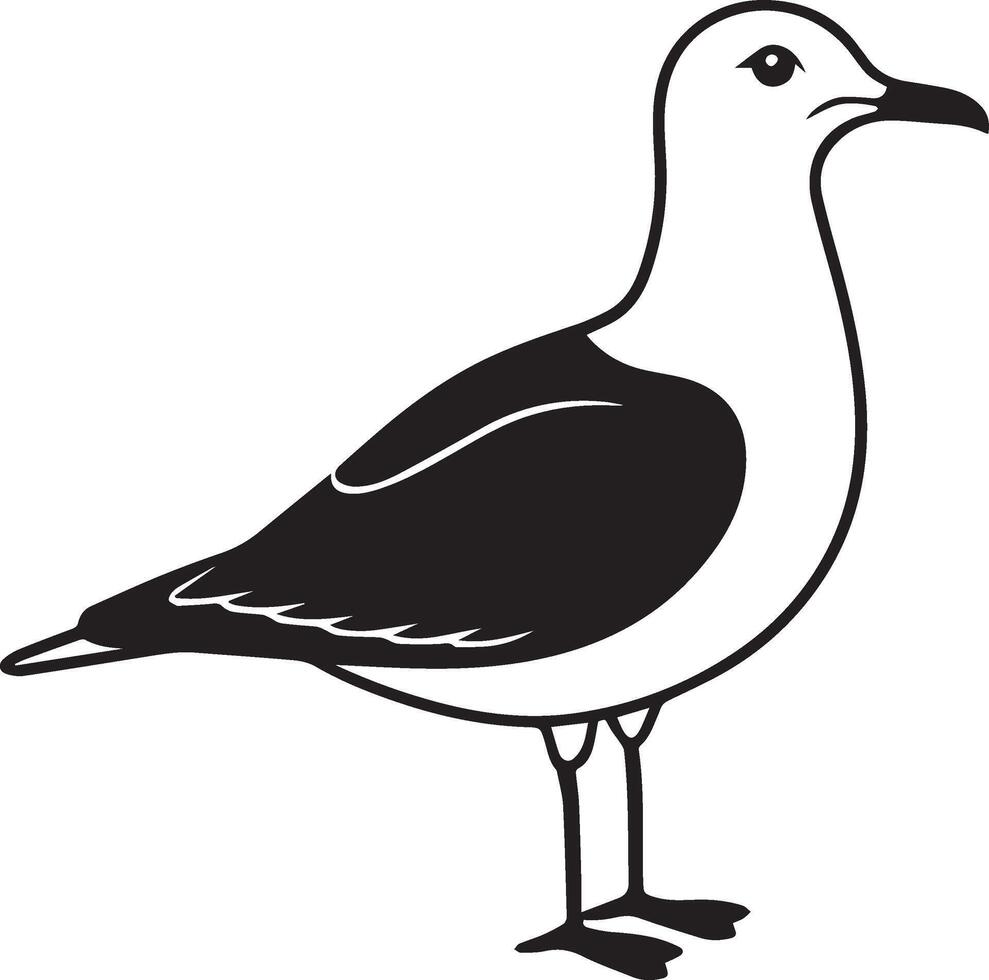 a black and white drawing of a seagull vector