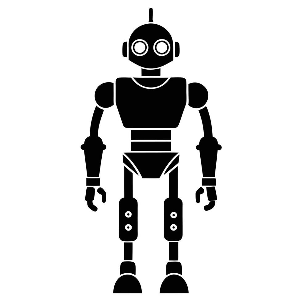 technology robot silhouette white background.eps vector