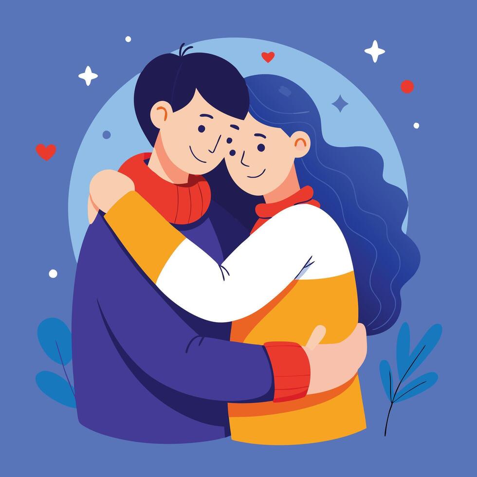 couple hugging in love, valentine's day, cartoon style vector