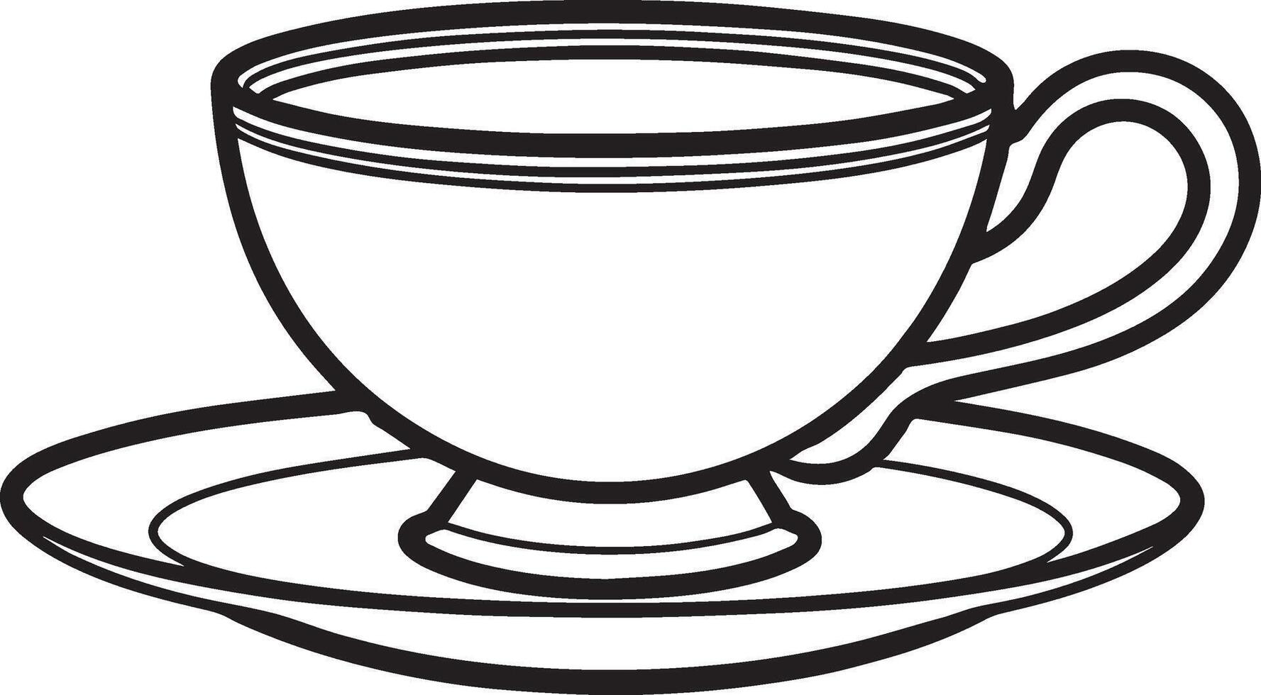 hand drawn tea cup silhouette line art. vector