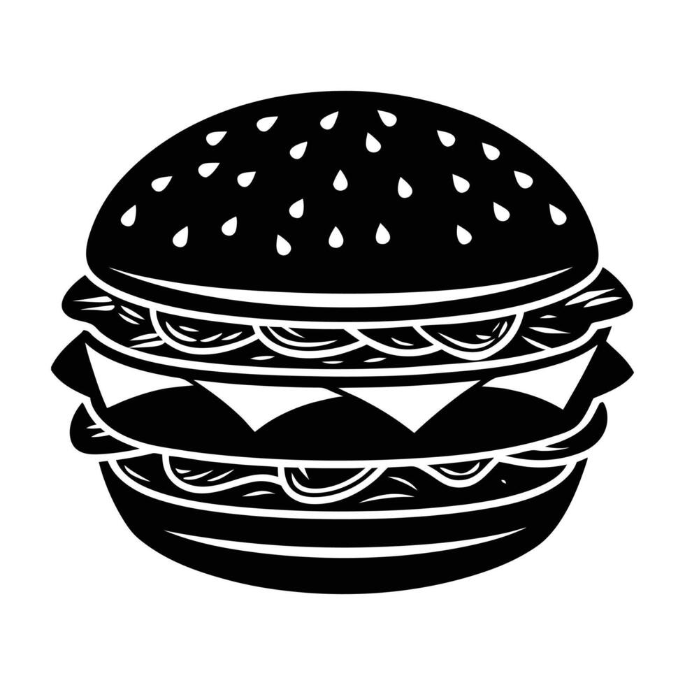 burger silhouette white background.eps vector