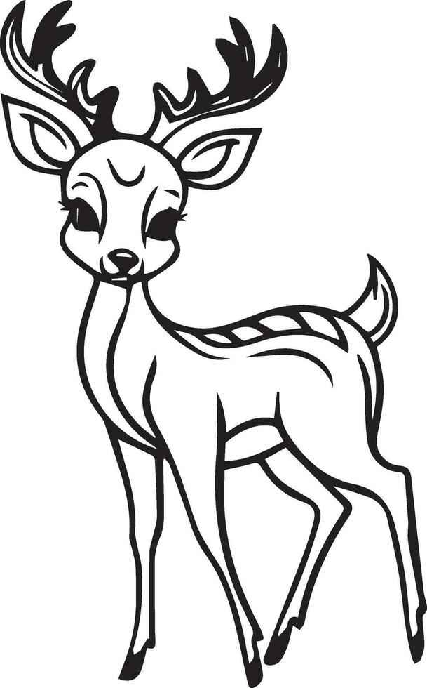 cute deer line art white background. vector