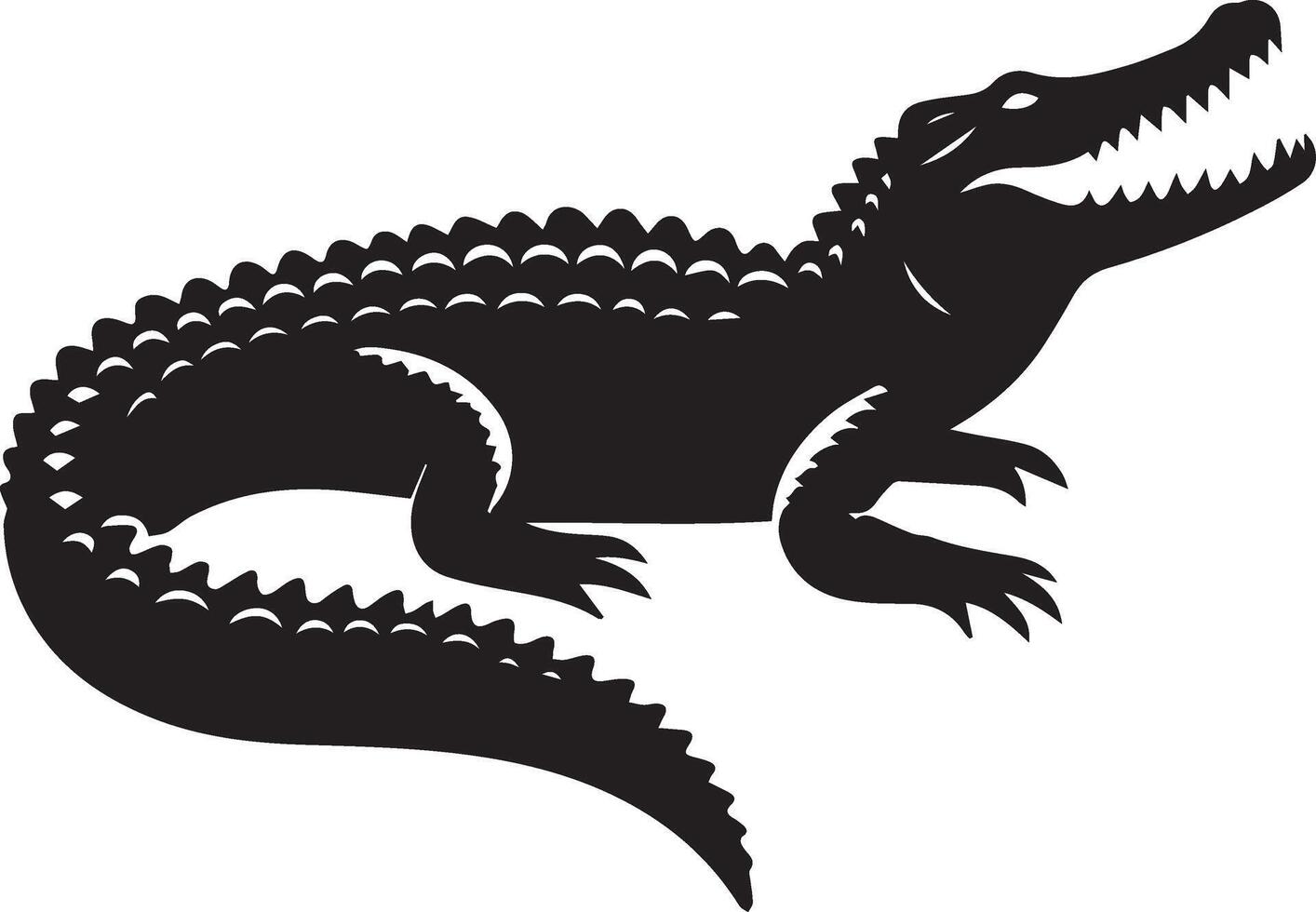 alligator silhouette white background. vector