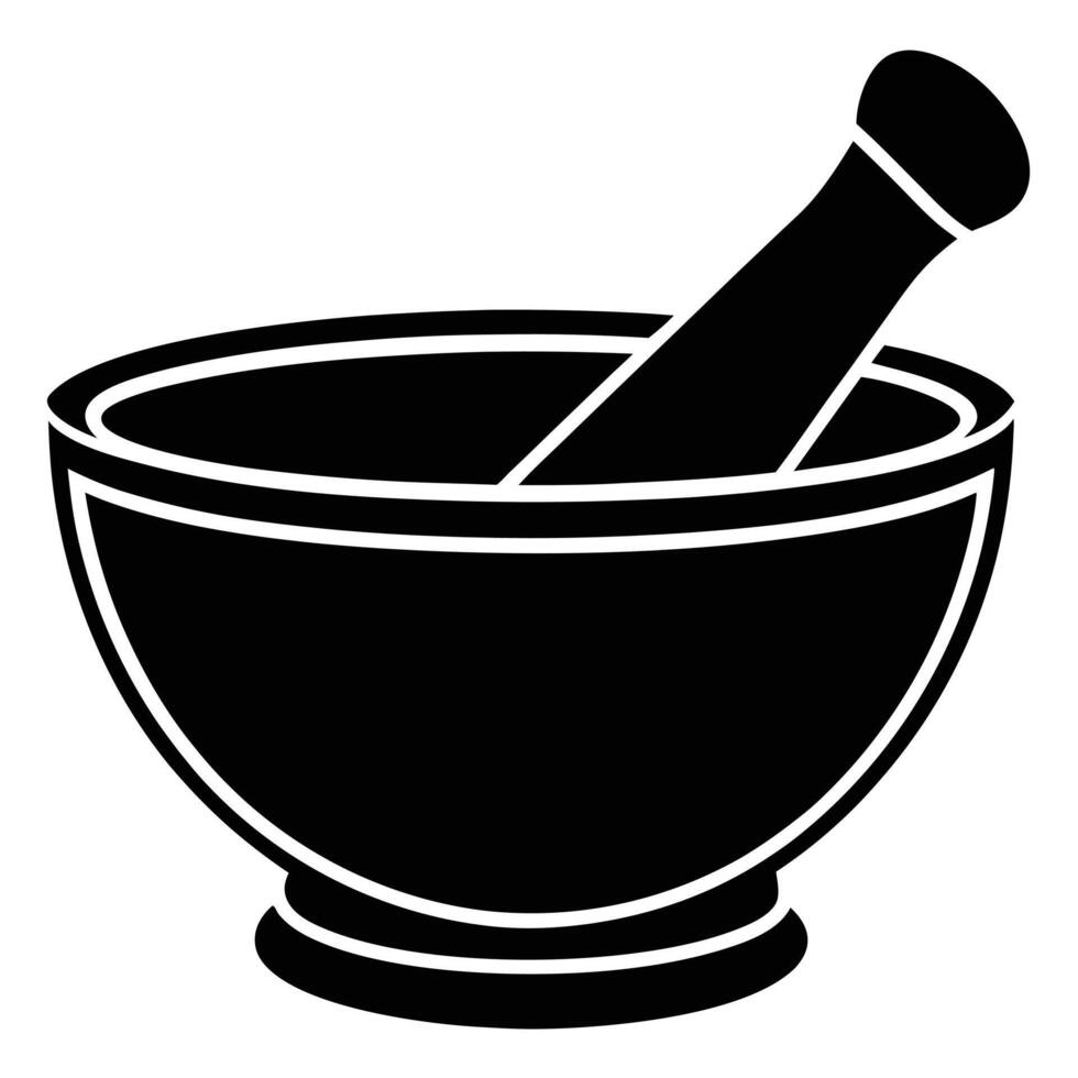mortar and pestle silhouette illustration. vector