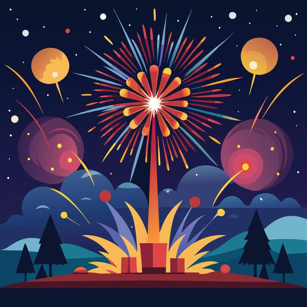 colorful fireworks explosion illustration vector