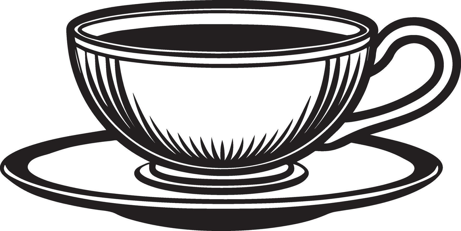 a black and white illustration of a cup of coffee vector