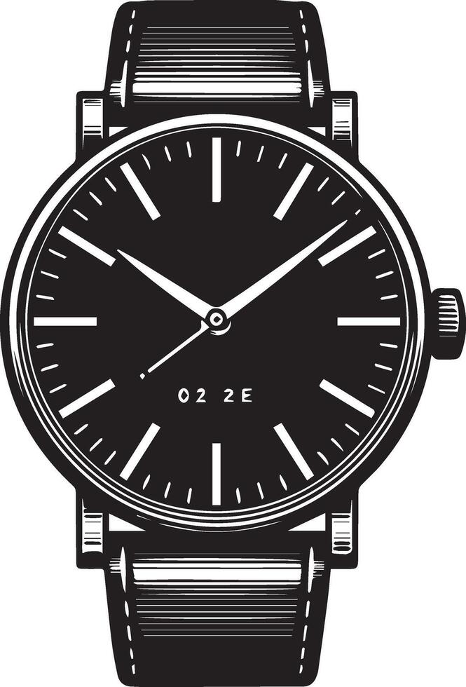 Watch silhouette on white background. vector
