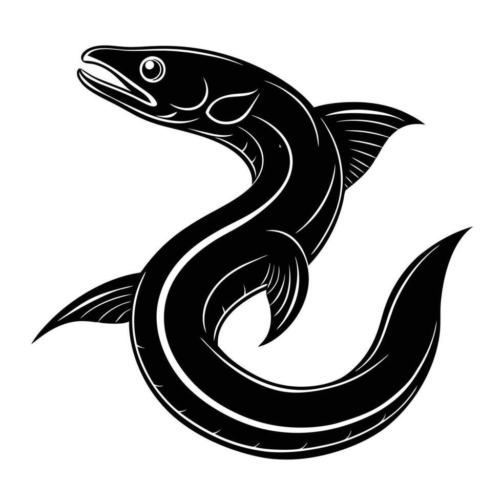 eel fish silhouette with a white background.eps vector